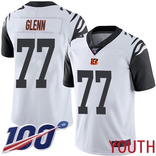 Cincinnati Bengals Limited White Youth Cordy Glenn Jersey NFL Footballl #77 100th Season Rush Vapor Untouchable